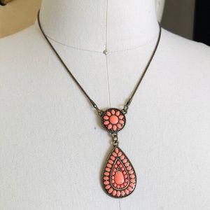 Neon Orange Teardrop Pendant Necklace